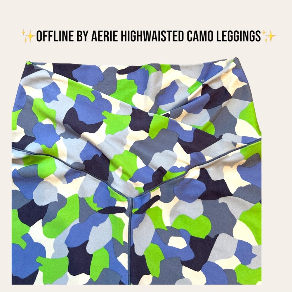 ✨OFFLINE by Aerie Highwaisted Neon Camo Leggings. Size Large✨ - Picture 4 of 7